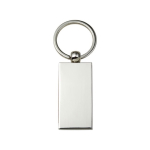 Bamboe sleutelhanger in rechthoekige vorm met metalen behuizing kleur hout eerste weergave