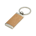 Bamboe sleutelhanger in rechthoekige vorm met metalen behuizing kleur hout zesde weergave