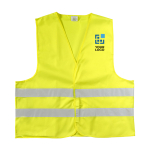 Veiligheidsvest van polyester in geel of oranje, maat M kleur neon geel met jouw bedrukking