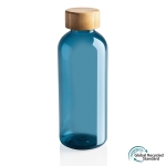 Gerecyclede plastic fles met bamboe dop 660ml Evolution Recycled kleur blauw