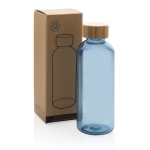 Gerecyclede plastic fles met bamboe dop 660ml Evolution Recycled kleur blauw weergave met doos