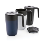Thermosbeker van gerecycled plastic en metaal 480ml Vogue Recycled kleur wit algemene weergave