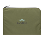 Minimalistische laptophoes van gerecycled polyester 15,6 inch Impact kleur miliair groen weergave met logo
