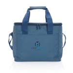 Duurzame koeltas met capaciteit voor 20 blikjes Cooler Impact kleur blauw weergave met logo