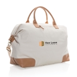 Reistas met logo gemaakt van gerecycled canvas Getaway Recycled kleur gebroken wit weergave met logo