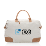 Reistas met logo gemaakt van gerecycled canvas Getaway Recycled kleur gebroken wit met afdrukgebied