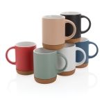 Matte kleur kurkbasis keramische mok 280 ml Cork Base kleur blauw algemene weergave
