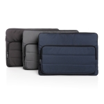 Gerecyclede laptophoes met logo en zijvak 15,6” Pocket RPET kleur donkergrijs algemene weergave