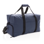 Stijlvolle reistas van kunstleer met verstelbare riem Smooth kleur marineblauw