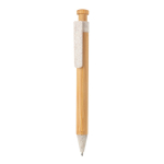 Bamboe milieuvriendelijke pen met blauwe inkt ColorTip kleur beige
