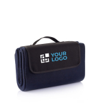 Opvouwbare picknickdeken van fleece stof 180 g/m2 Meadow kleur marineblauw met afdrukgebied