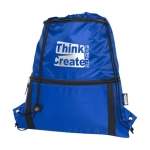 Rugzakjes met logo met kleurrijk gerecycled vakje PET Adventure kleur koningsblauw weergave zeefdruk