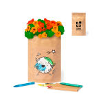 Pot met Oost-Indische kerszaadjes en kleurpotloden Kids Colors met jouw bedrukking