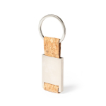 Metalen rechthoekige sleutelhanger met kurkstrip Metal Cork kleur naturel tweede weergave