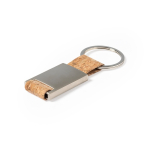 Metalen rechthoekige sleutelhanger met kurkstrip Metal Cork kleur naturel derde weergave