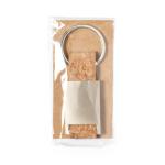 Metalen rechthoekige sleutelhanger met kurkstrip Metal Cork kleur naturel vierde weergave