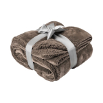 Deken met twee verschillende kanten fluweel en sherpa Rainy Day kleur taupe