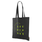 Tas van gerecycled katoen met lange handvatten 140 g/m2 Upcycling kleur zwart derde weergave