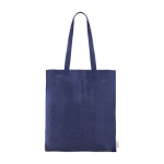 Tas van gerecycled katoen met lange handvatten 140 g/m2 Upcycling kleur marineblauw