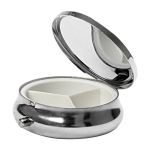 Ronde metalen pillendoos met drie delen en spiegeltje Mirror kleur zilver eerste weergave