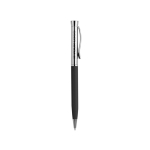 Aluminium pen met blauwe inkt met logo en gelakte afwerking Lake kleur zwart met afdrukgebied