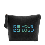 Toilettas met fluweelachtige afwerking 325 g/m2 Fluffy kleur zwart met afdrukgebied