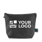 Zwarte fairtrade katoenen toilettas 280 g/m2 FairTrade kleur zwart met afdrukgebied