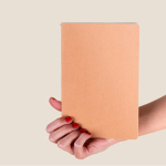 A5-notitieboek met kartonnen kaft en crèmekleurig gelijnd papier kleur naturel derde weergave