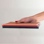 A5-notitieboek met kartonnen kaft en crèmekleurig gelijnd papier kleur naturel vierde weergave