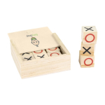 Boter-kaas-en-eieren spel in een houten kistje als relatiegeschenk kleur hout derde weergave