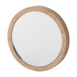 Ronde make-up spiegel van bamboe met katoenen tasje Make Up kleur hout eerste weergave