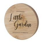 Ronde make-up spiegel van bamboe met katoenen tasje Make Up kleur hout tweede weergave