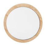 Ronde make-up spiegel van bamboe met katoenen tasje Make Up kleur hout derde weergave