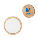 Ronde make-up spiegel van bamboe met katoenen tasje Make Up met afdrukgebied