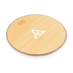 Ronde draadloze opladers bedrukken met bamboe look kleur wit gedetailleerde weergave 3