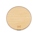 Draadloze oplader met rond bamboe detail kleur wit tweede weergave