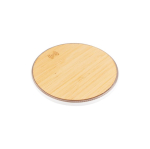 Draadloze oplader met rond bamboe detail kleur wit vierde weergave