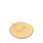 Draadloze oplader met rond bamboe detail kleur wit