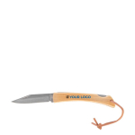 Stalen zakmes met bamboe handvat Knife kleur hout met afdrukgebied