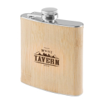 Metalen fles met bamboeafwerking 175 ml Bamboo kleur beige vijfde weergave