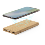 Externe powerbank van bamboe met draadloos opladen 6.000mAh kleur hout tweede weergave