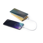 Externe powerbank van bamboe met draadloos opladen 6.000mAh kleur hout derde weergave