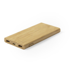 Externe powerbank van bamboe met draadloos opladen 6.000mAh kleur hout eerste weergave