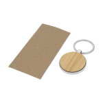 Elegante ronde houten sleutelhanger bedrukken Bamboo Round kleur hout tweede weergave