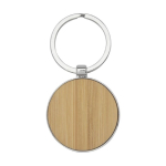 Elegante ronde houten sleutelhanger bedrukken Bamboo Round kleur hout tweede weergave voorkant