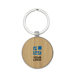 Elegante ronde houten sleutelhanger bedrukken Bamboo Round met afdrukgebied