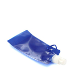 Opvouwbare plastic drinkfles met karabijnhaakclip 400ml kleur blauw tweede weergave