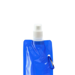 Opvouwbare plastic drinkfles met karabijnhaakclip 400ml kleur blauw vierde weergave