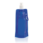 Opvouwbare plastic drinkfles met karabijnhaakclip 400ml kleur blauw
