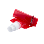 Opvouwbare plastic drinkfles met karabijnhaakclip 400ml kleur rood  negende weergave